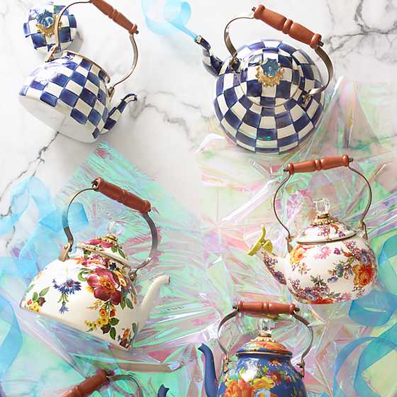 White Flower Market Whistling Tea Kettle