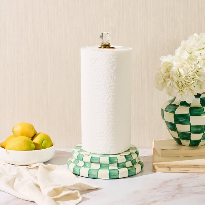 Emerald Check Paper Towel Holder