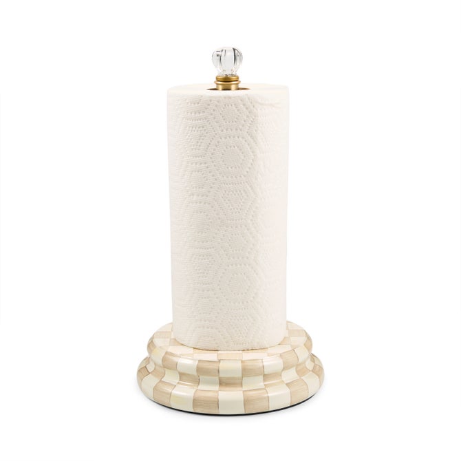 Mocha Check Paper Towel Holder