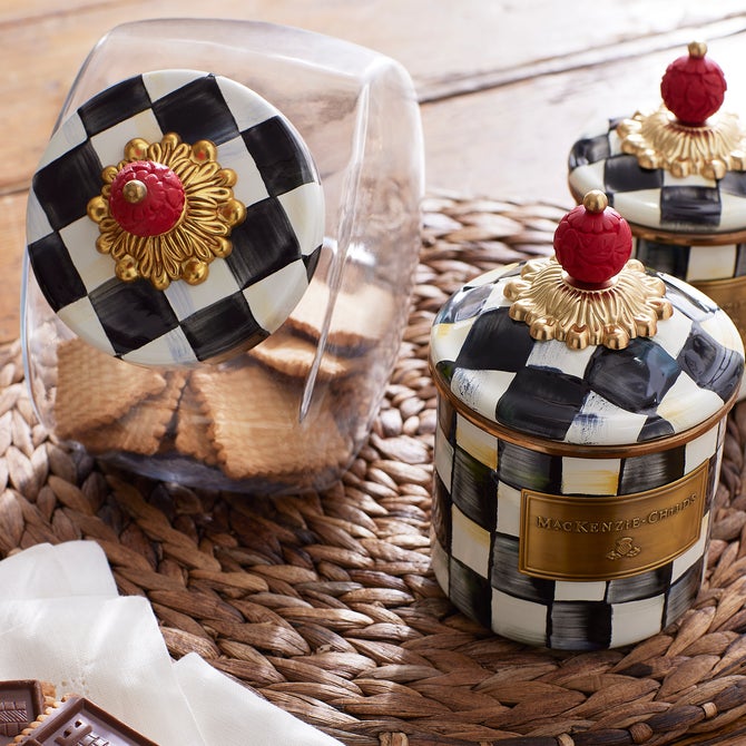 Sweets Jar with Courtly Check Enamel Lid
