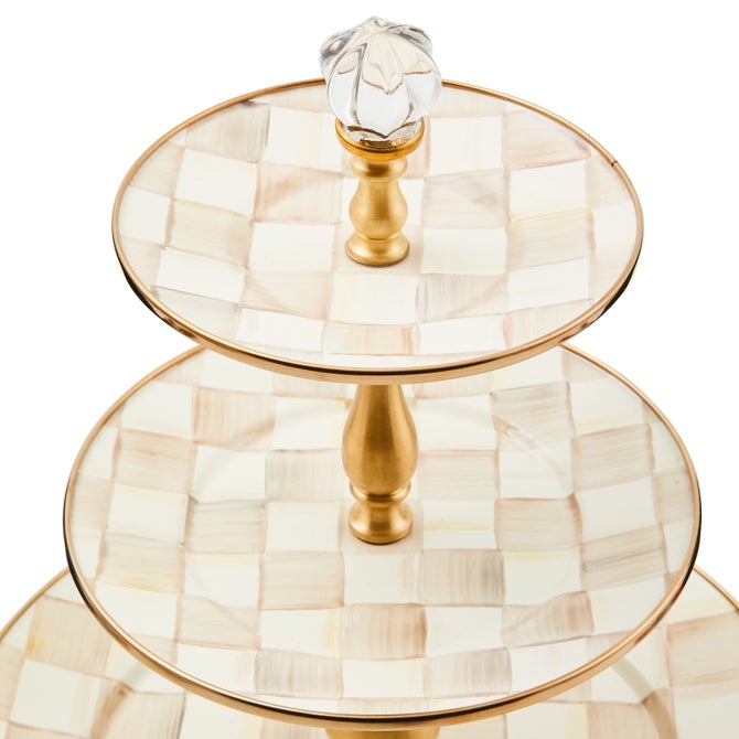 Mocha Check Three Tier Sweet Stand
