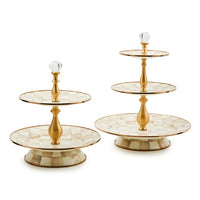 Mocha Check Three Tier Sweet Stand