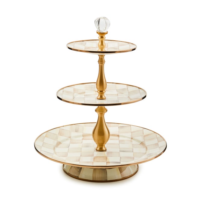 Mocha Check Three Tier Sweet Stand