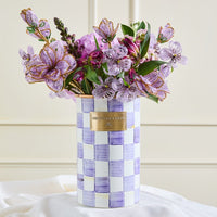 Violet Check Utensil Holder
