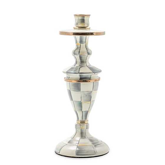 Sterling Check Medium Enamel Candlestick