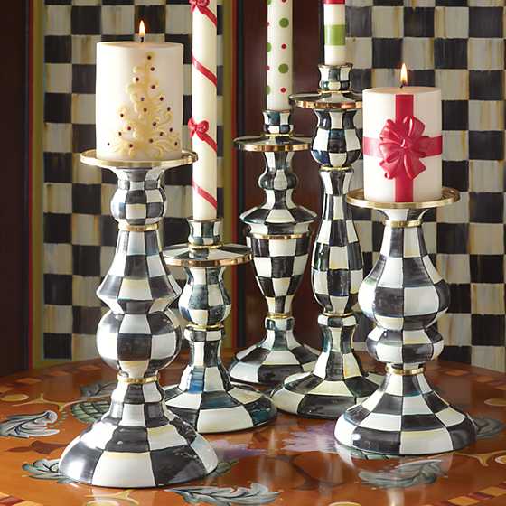 Courtly Check Medium Enamel Candlestick