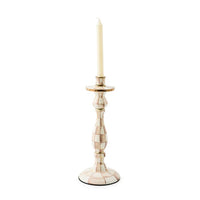 Mocha Check Large Candlestick
