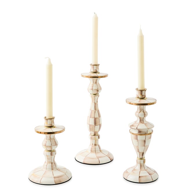 Mocha Check Medium Candlestick