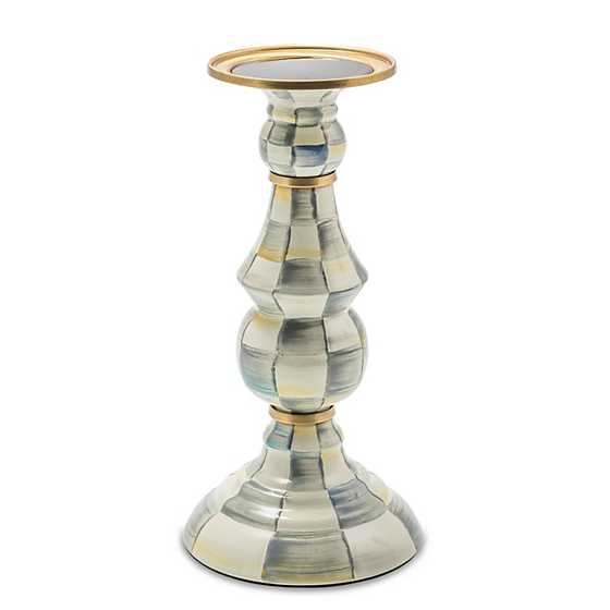 Sterling Check Large Pillar Candlestick