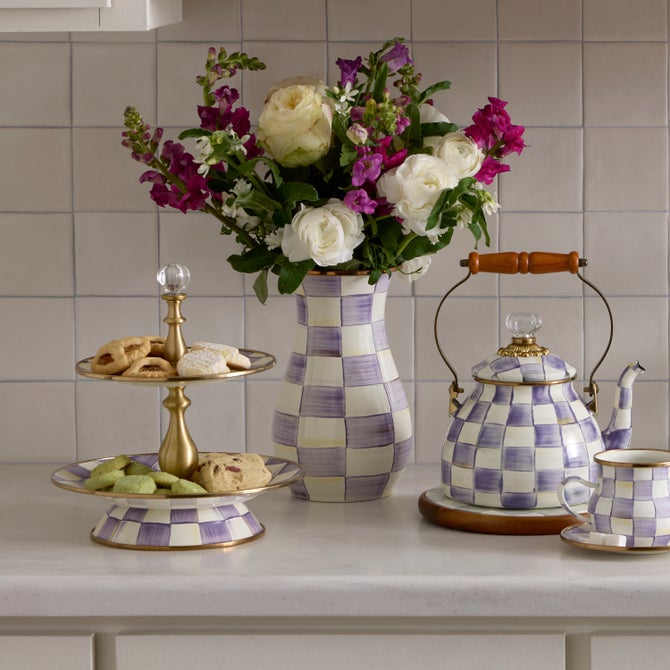 Violet Check Tall Vase