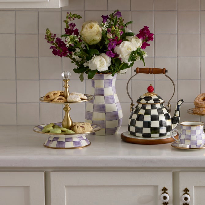 Violet Check Tall Vase