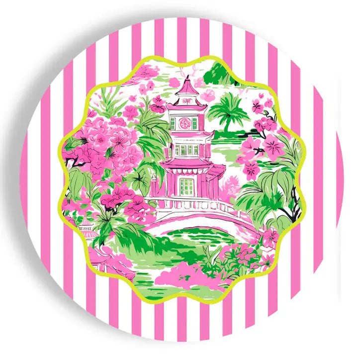 Chinoiserie Stripes 9" Salad / Luncheon Paper Plates (24 Ct)