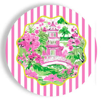 Chinoiserie Stripes 9" Salad / Luncheon Paper Plates (24 Ct)