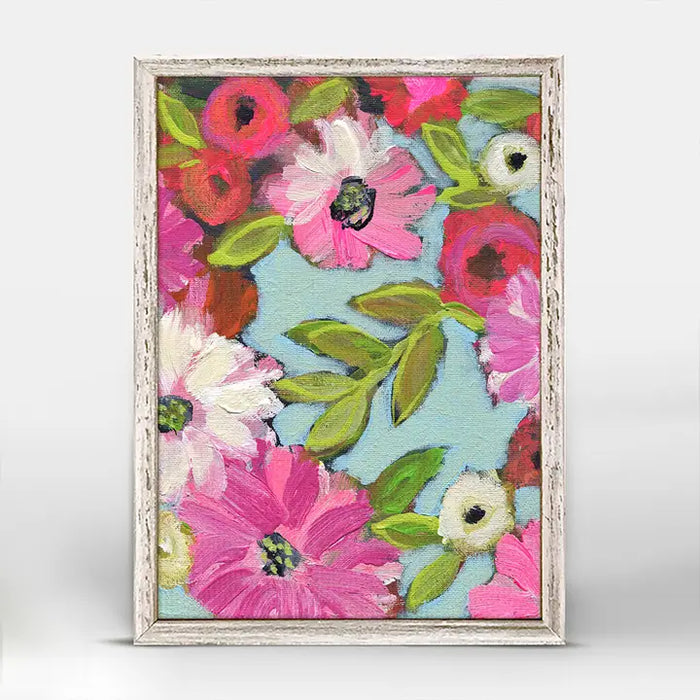 Flowers & Vines - Blue Mini Framed Canvas