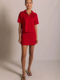 Butter Modal Short Sleeve Quarter Zip Top