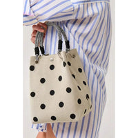 Cute Knitted Handbag Polka Dot Magnetic Button Tote Bag