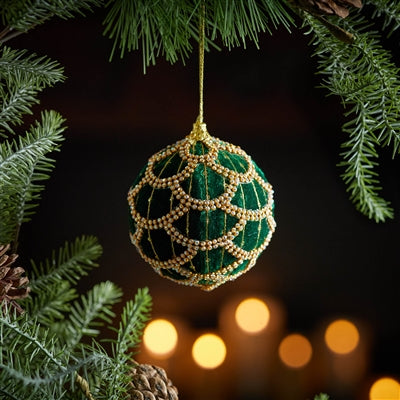 Ball Ornament 4”D Plastic/Polyester