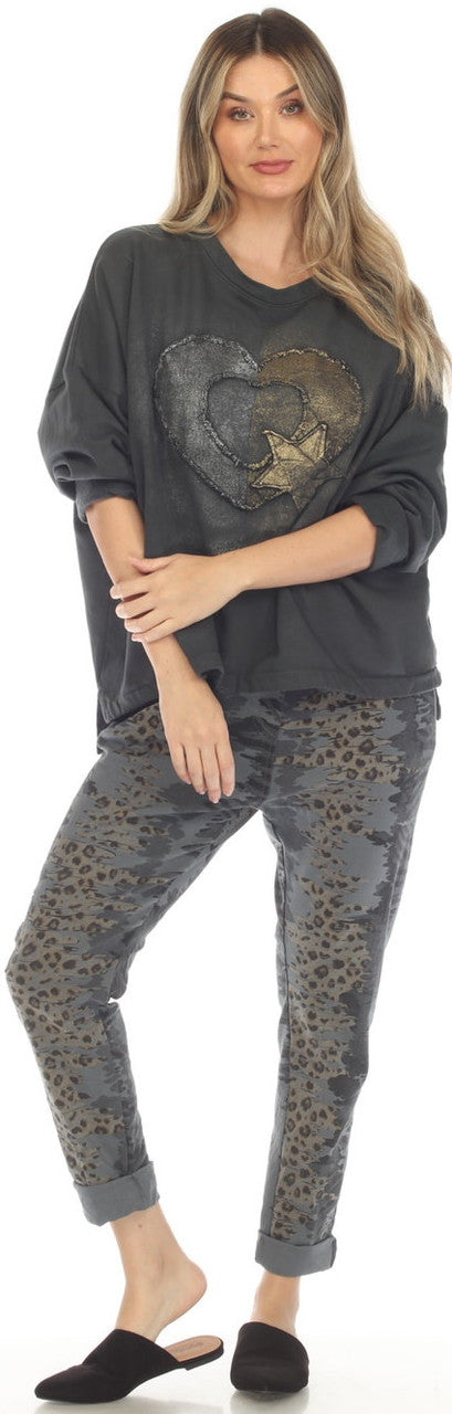 Charcoal Leopard Print Pants