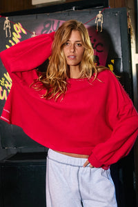 Overlap Open Back Oversize Fit Reverse Stitched Top