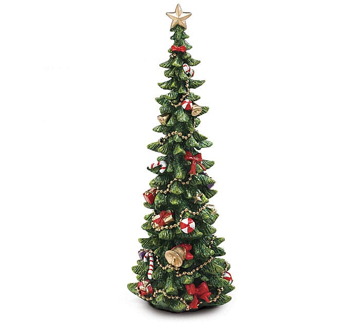 13" DECORATED RESIN CHRISTMAS TREE