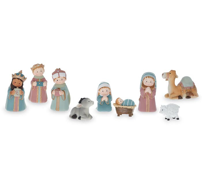 COLORFUL 9 PIECE CHILDREN NATIVITY SET