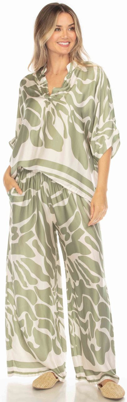 Camo Silk Pajama Top