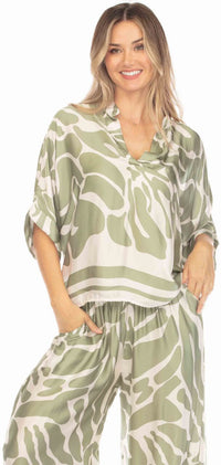 Camo Silk Pajama Top