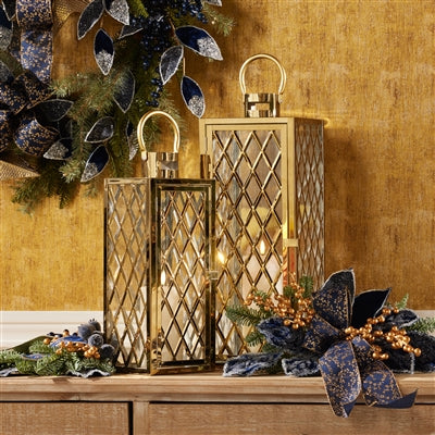 Lantern (Set of 2) 5.5"SQ x 18.25"H, 7"SQ x 22.5"H Stainless Steel/Glass
