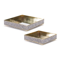 S/2  Metal Glass Tray