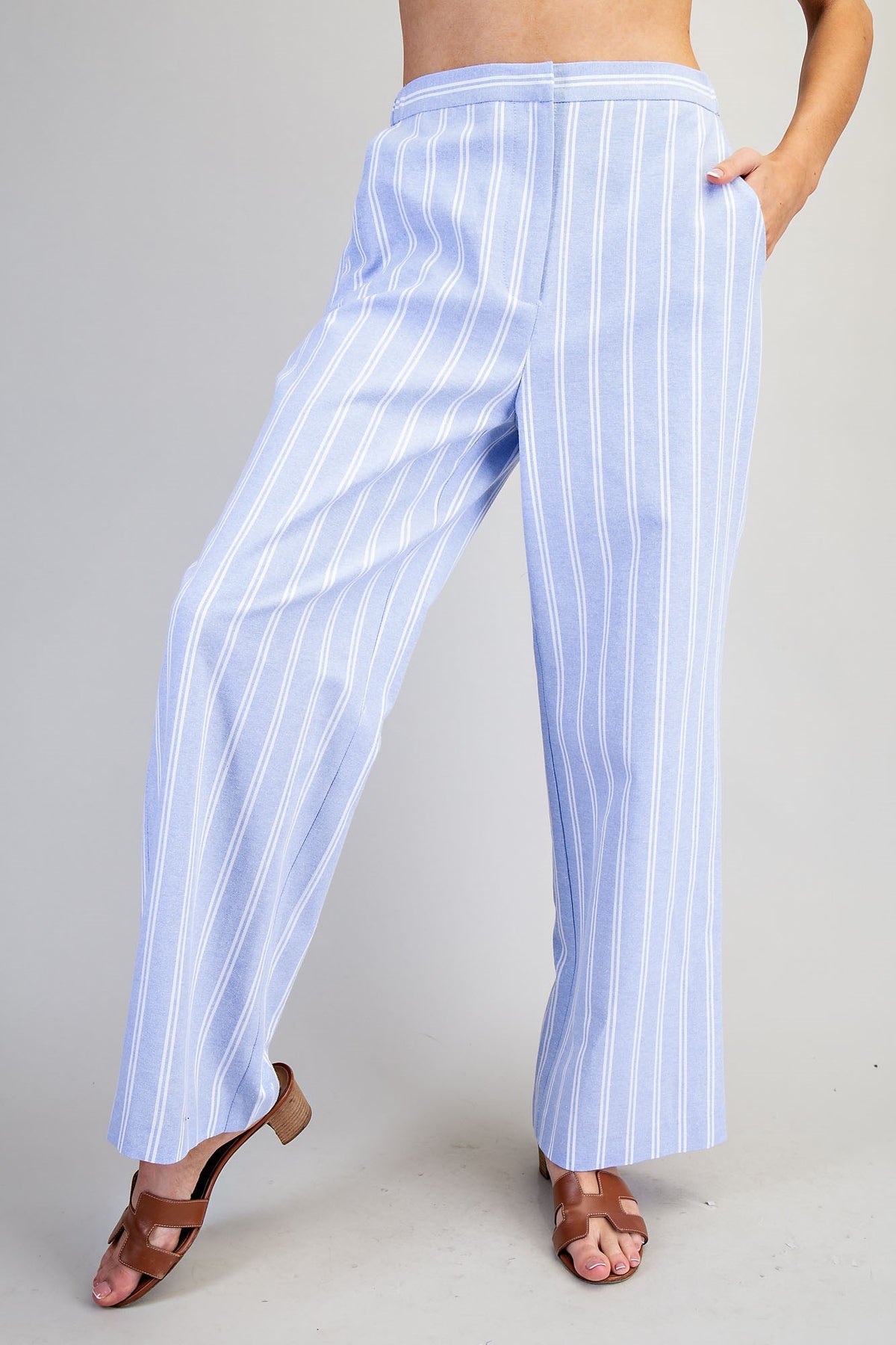 Striped Side Pocket Straight Leg Pants