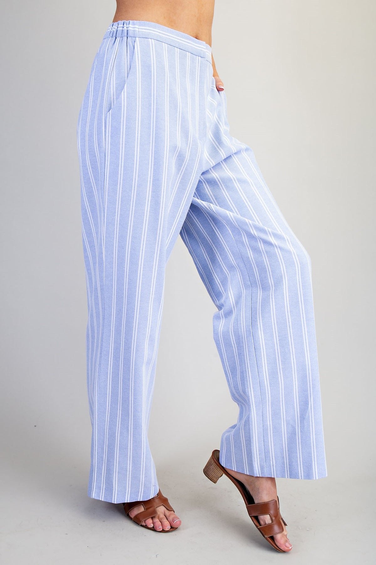 Striped Side Pocket Straight Leg Pants