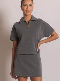 Butter Modal Short Sleeve Quarter Zip Top