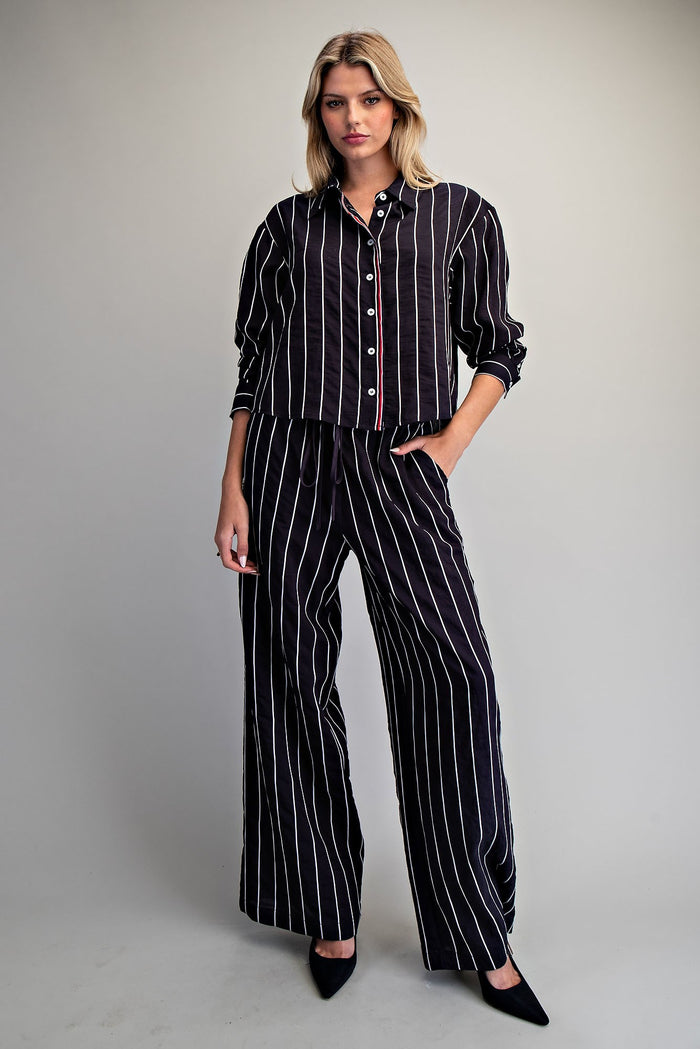 Striped Contrast Button Down Shirt