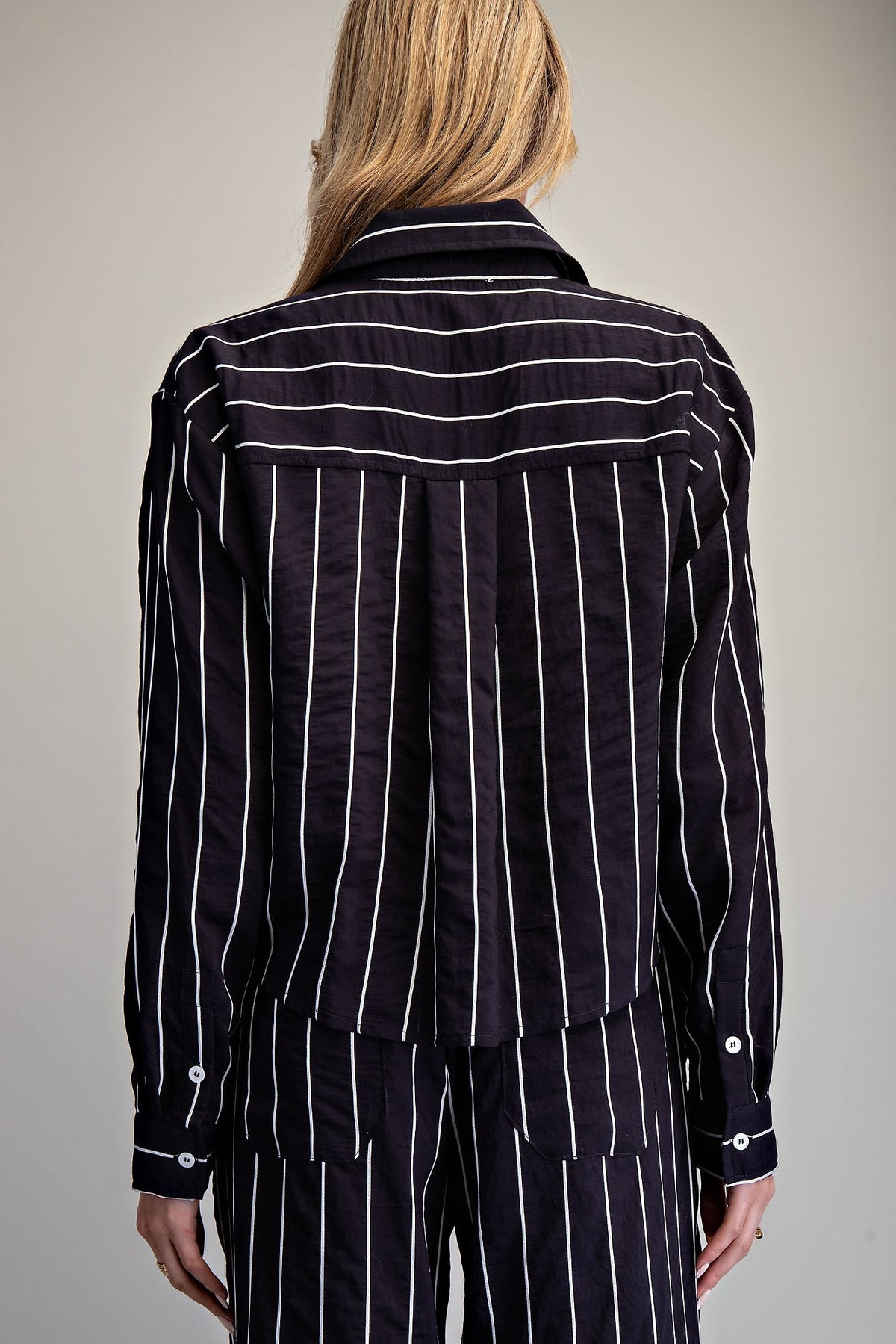 Striped Contrast Button Down Shirt
