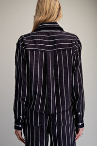Striped Contrast Button Down Shirt