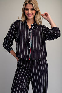 Striped Contrast Button Down Shirt