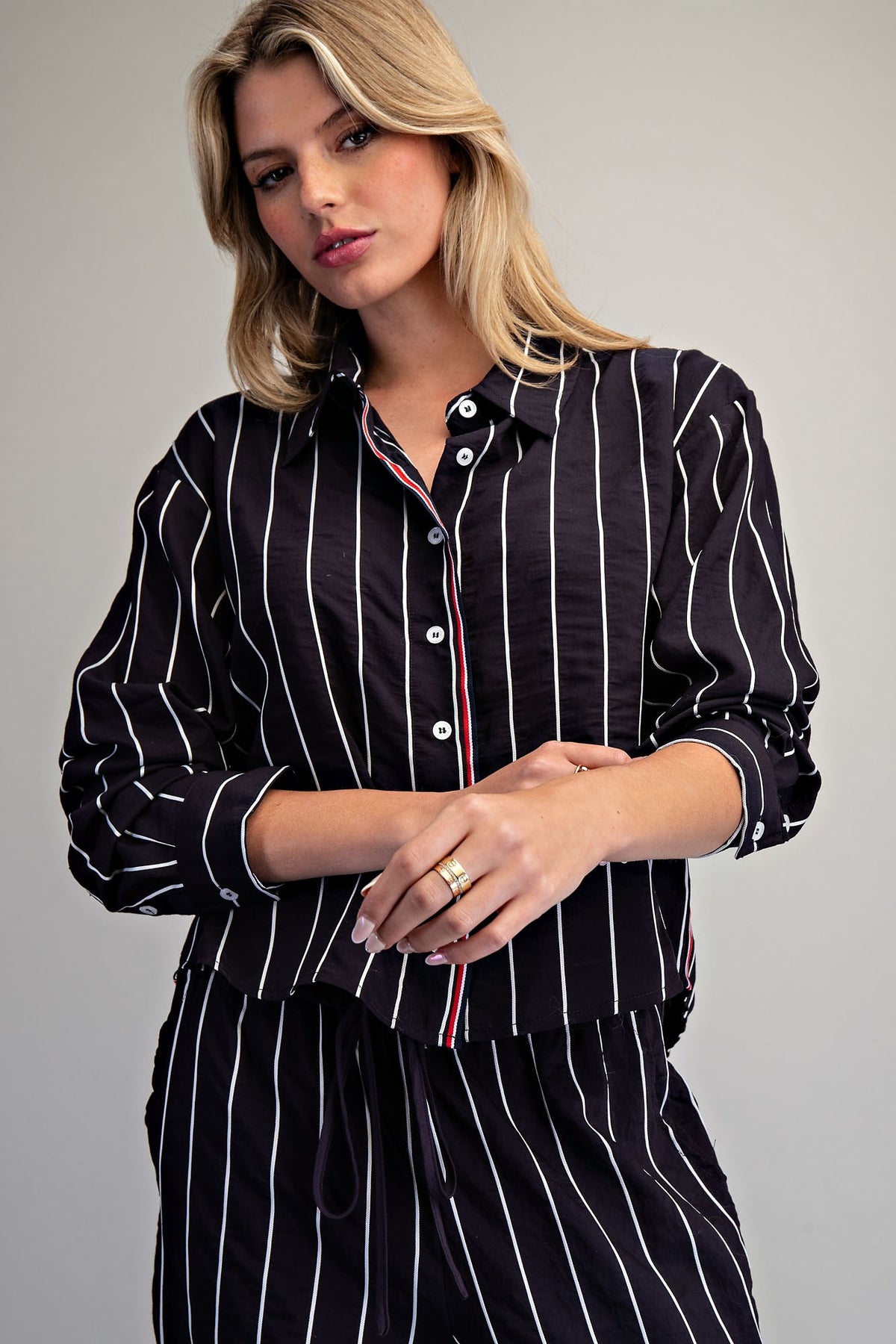 Striped Contrast Button Down Shirt