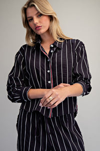 Striped Contrast Button Down Shirt