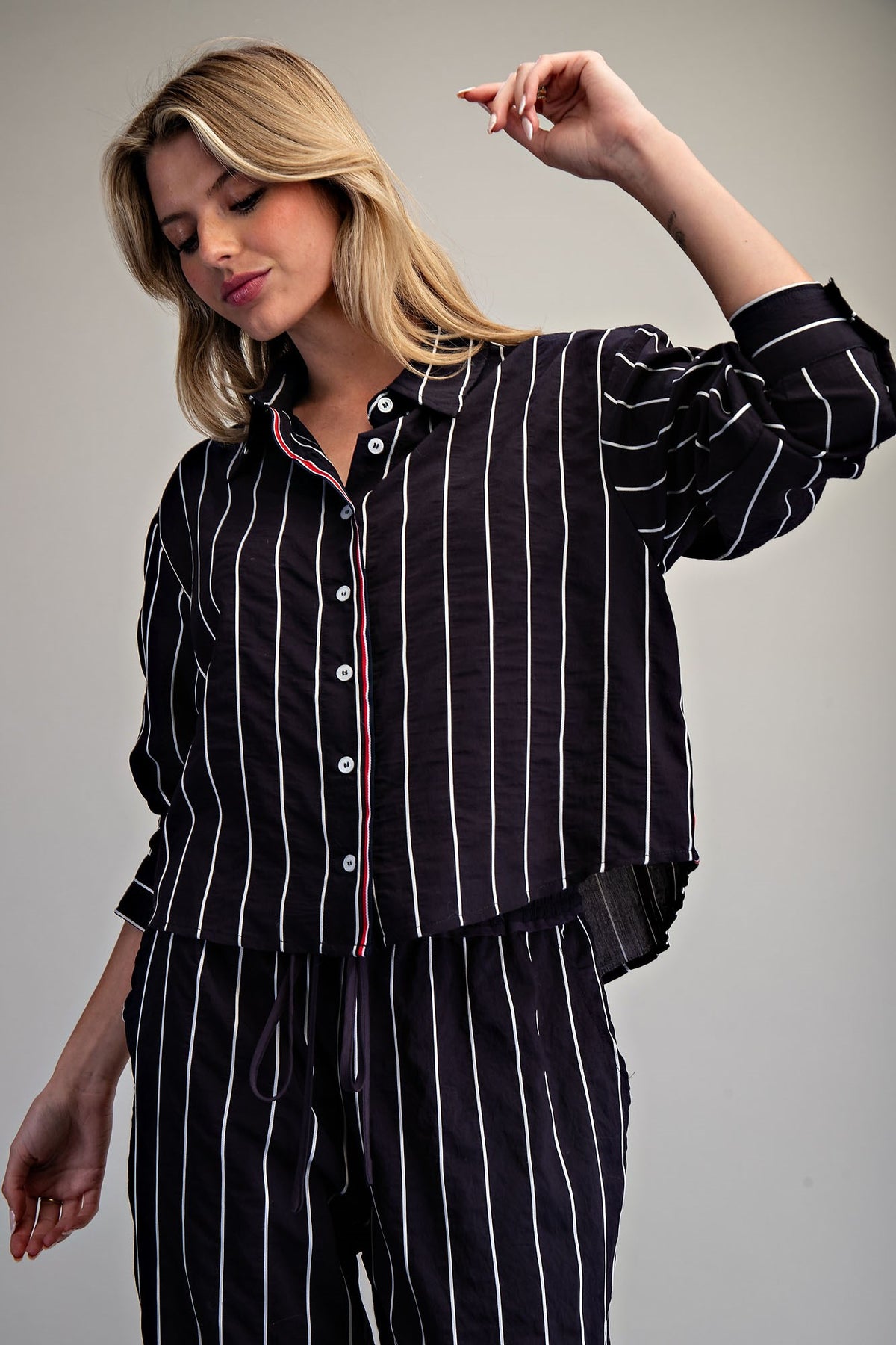 Striped Contrast Button Down Shirt