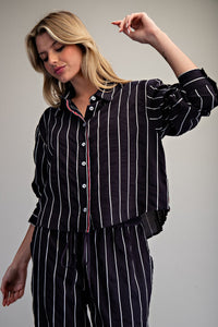 Striped Contrast Button Down Shirt