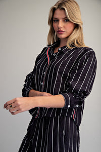 Striped Contrast Button Down Shirt