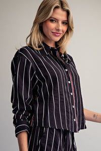 Striped Contrast Button Down Shirt