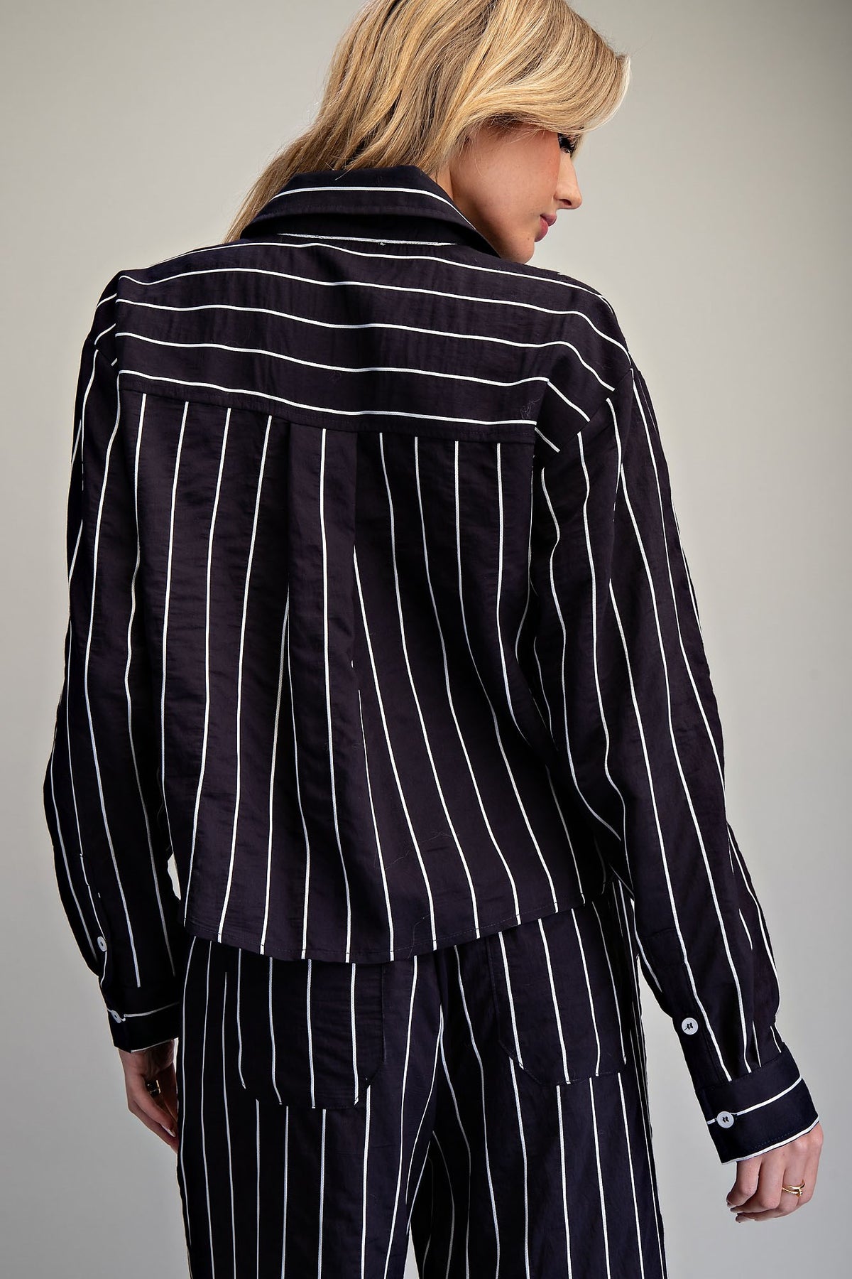 Striped Contrast Button Down Shirt