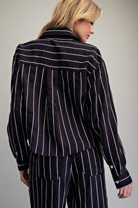 Striped Contrast Button Down Shirt