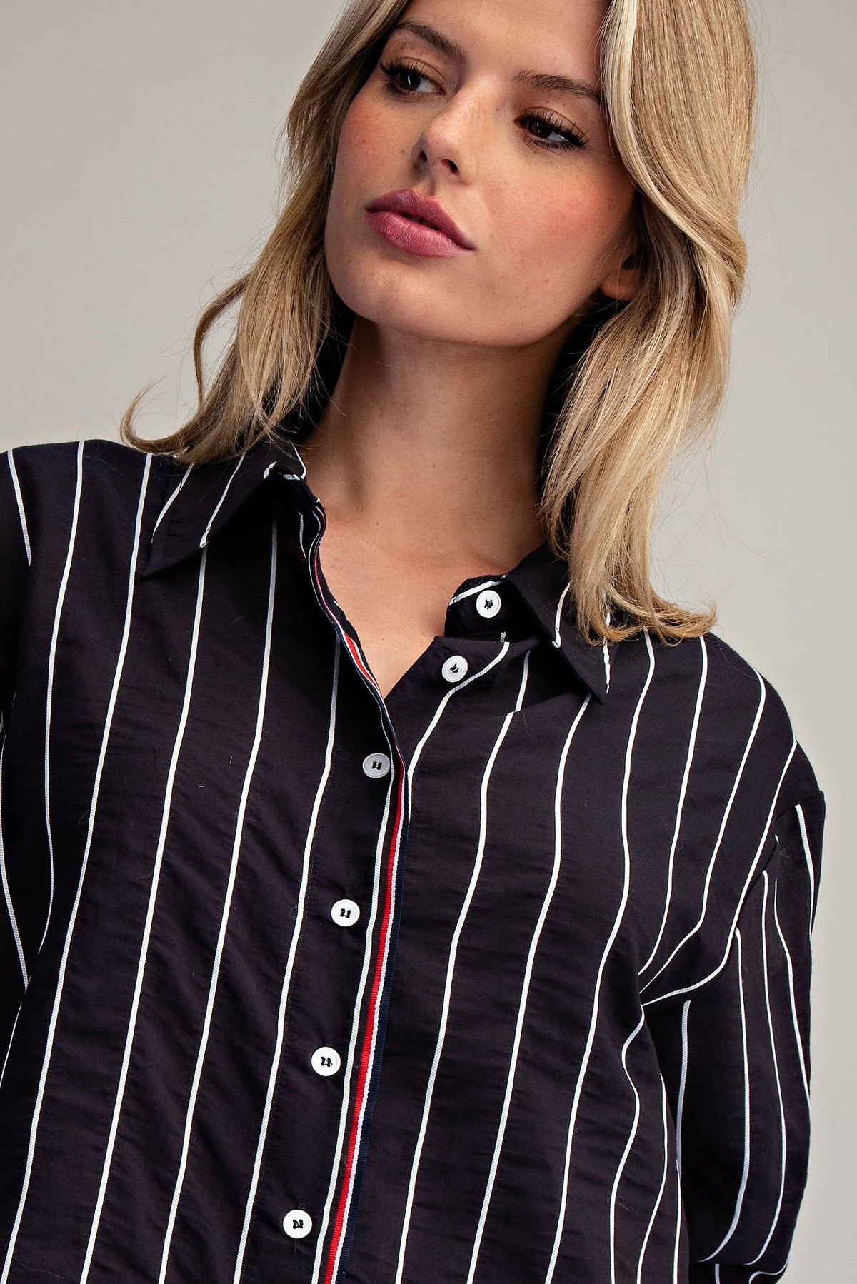 Striped Contrast Button Down Shirt