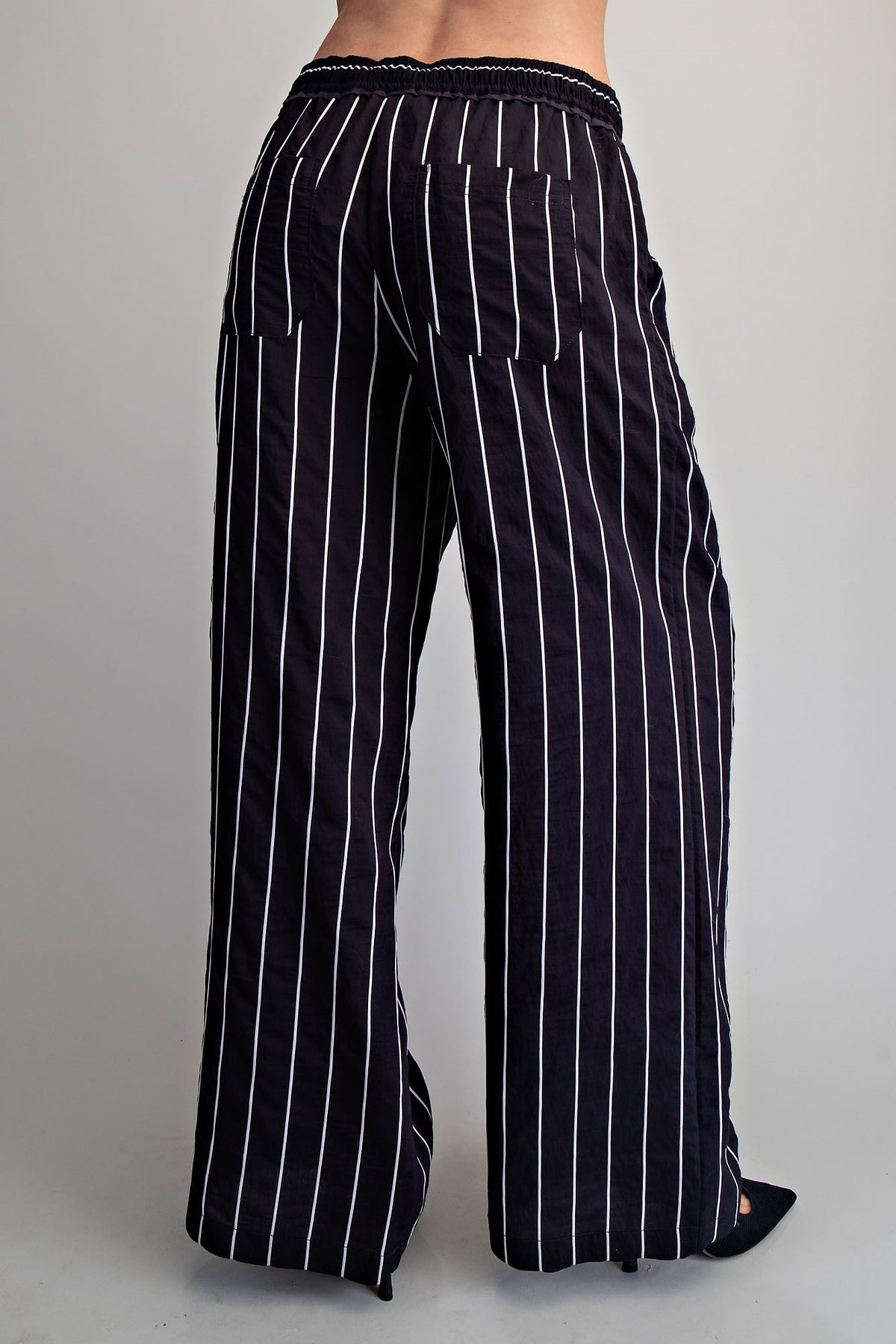 Striped Elastic Waist Straight Leg Pants