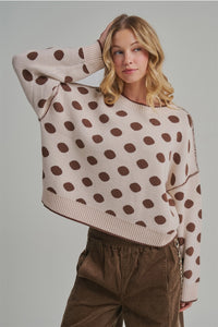 Loose Fit Polka Dot Fall Sweater Top