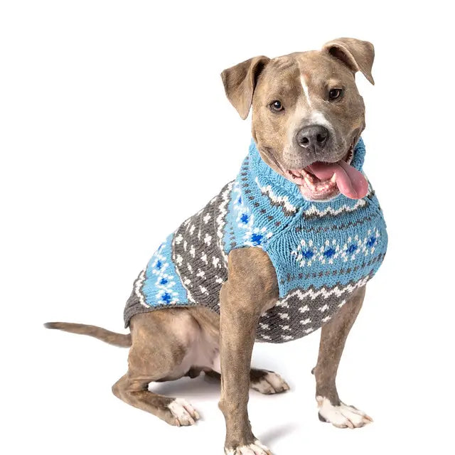 Light Blue Fairisle Dog Sweater