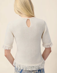 Sofia Fringe Sweater Antique White
