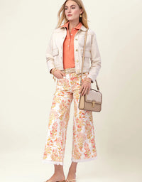 Pritchard Wide Leg Fringe Pull On Jean Castillo Toile Cream